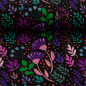 Preview: Viskose- Webware - in full bloom - by Emjo Design - schwarz